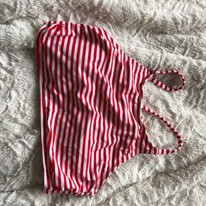 Red&White striped halter swimsuit top